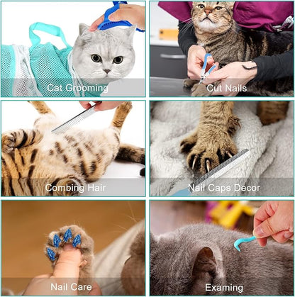 JULMELON Cat Washing Bag 10 PCS Set, Adjustable Cat Shower Net Bag and Pet - Image 4