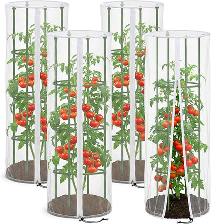 4 Pcs Garden Bird Netting for Round Plant Cage, Tomato Trellis Insect Bird by PurpleStar