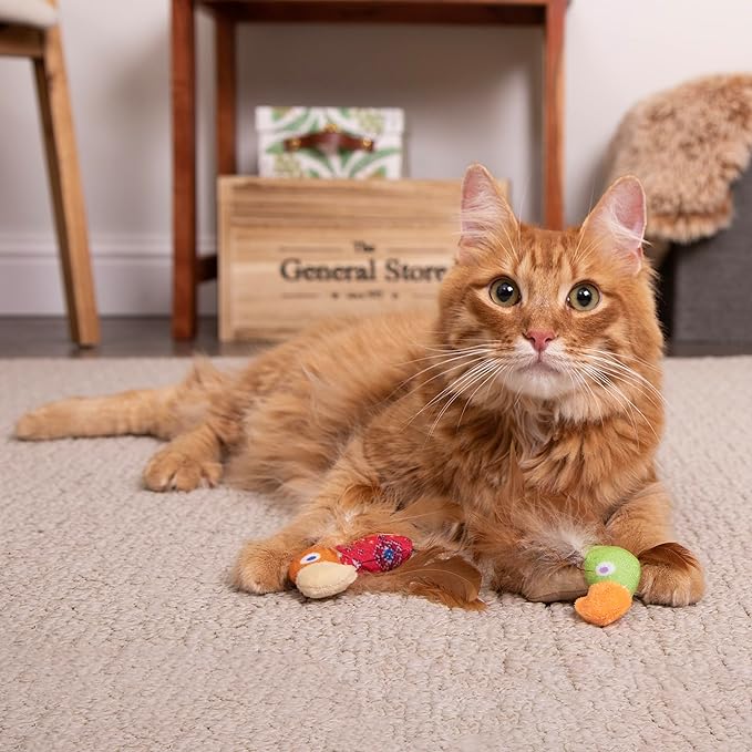 Instincts by SmartyKat 2-Pack HappyNip Love Mates Feather Birds Plush Cat Toys - Image 3
