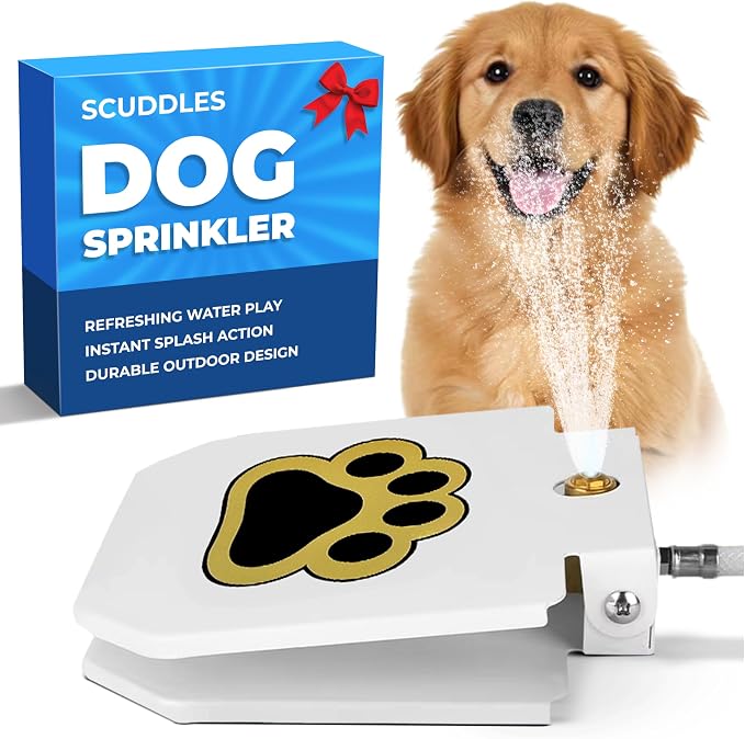 Scuddles Dog Sprinkler, Paw Activated Water Fountain, Outdoor Dog Water by Scuddles