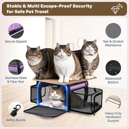 Top and 2 Sides Expandable Cat Carrier 18x13.5x9.5, TSA Airline Approved Dog - Image 5