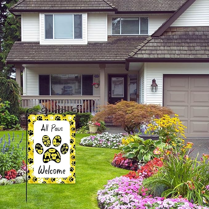 ALL Paws Welcome Garden Flag, Welcome to Cute Dog House Vertical Double Sided - Image 5