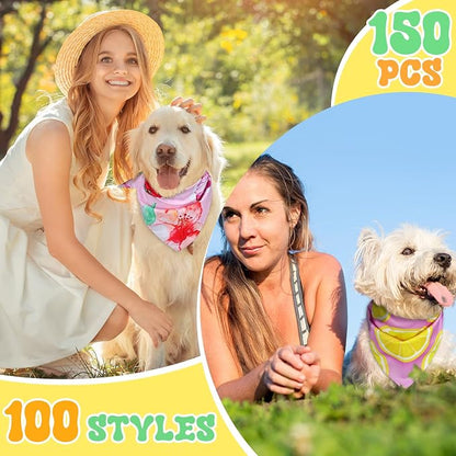 100 Pcs Spring Dog Bandanas Bulk Pet Bibs Colorful Triangle Scarf Pet Bandanas - Image 4