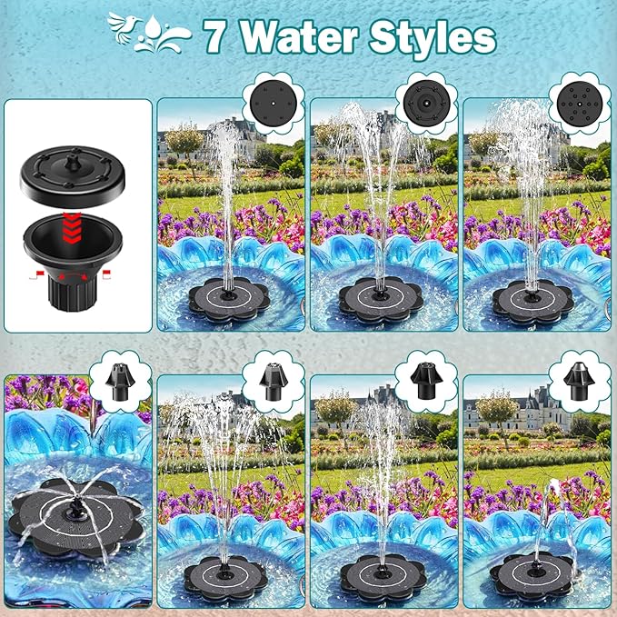 Yzert Solar Fountain Flower Shape-No Battery, Glass 3.5W Solar Water Fountain - Image 3