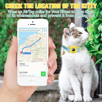 BINGPET AirTag Cat Collar with Bells, Upgraded Safety Elastic Cat Collar with - Image 3