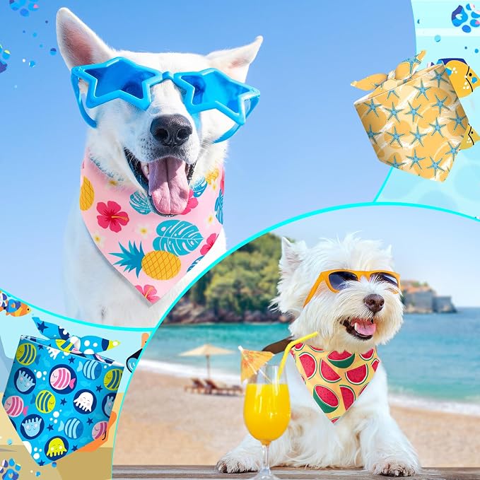 Sanwuta 48 Pcs Dog Bandana Bulk Summer Scarf Washable Flamingo Dogs Bibs - Image 5