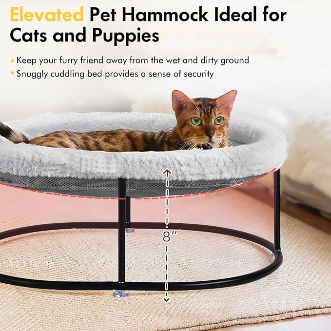 Elevated Cat Hammock Bed for Indoor Cats, Fluffy Warm Cuddle Cats Bed - Image 5