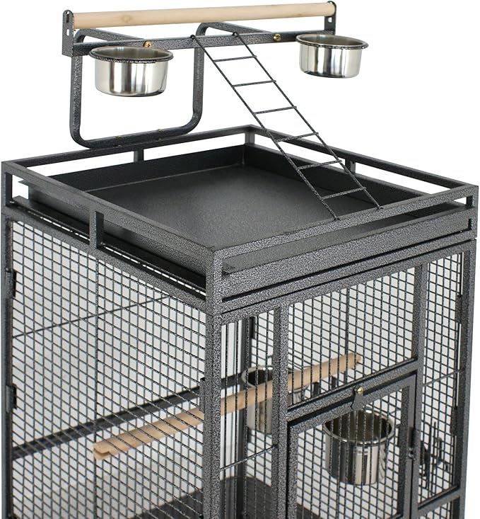 ZENY 61-inch Playtop Parrot Bird Cages, Wrought Iron Large Birdcage - Image 6