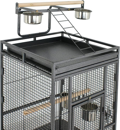 ZENY 61-inch Playtop Parrot Bird Cages, Wrought Iron Large Birdcage - Image 6