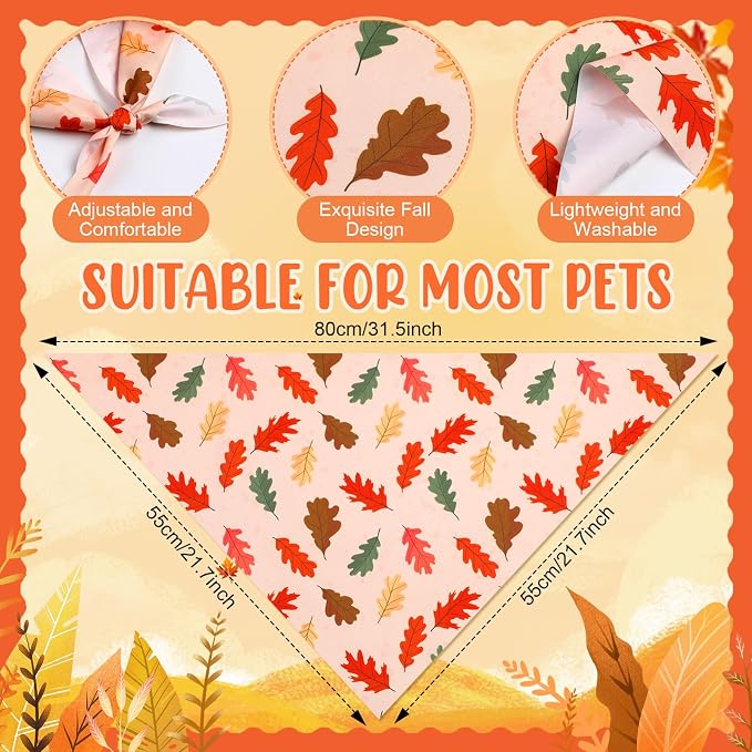 Weewooday 50 Pcs Thanksgiving Fall Dog Bandanas Bulk Pumpkin Maple Leaves - Image 3