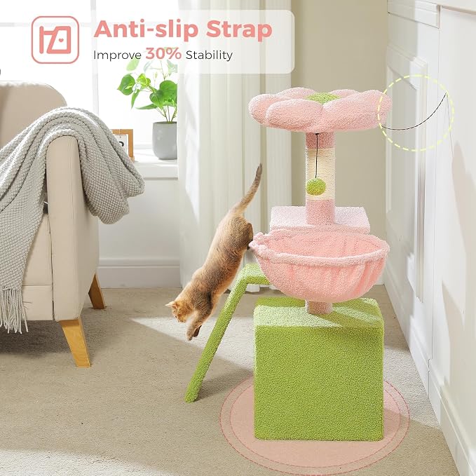 PETEPELA Flower Cat Tree for Indoor Cats, Cozy Hammock and Removable Flower Bed - Image 5