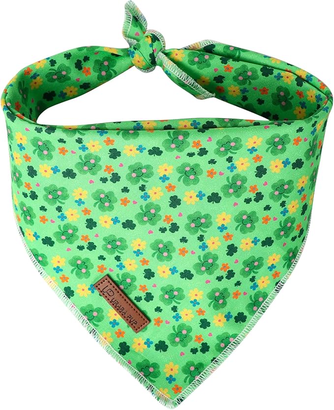 St. Patrick's Dog Bandana, Shamrock Triangle Bid Scarf by UPURARAPUP