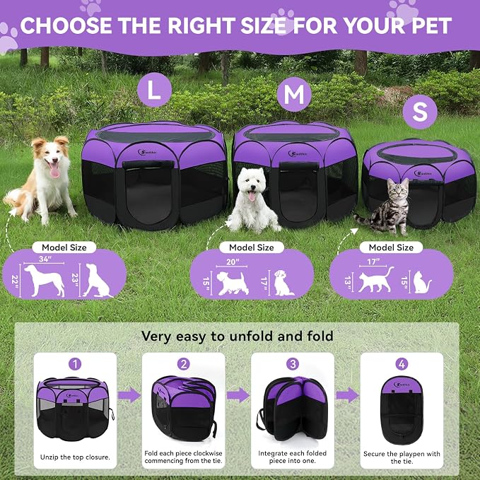 Dog Cat Playpen, Puppy Pet Playpen, Small Dogs Tent Crates Cage Indoor/Outdoor - Image 2