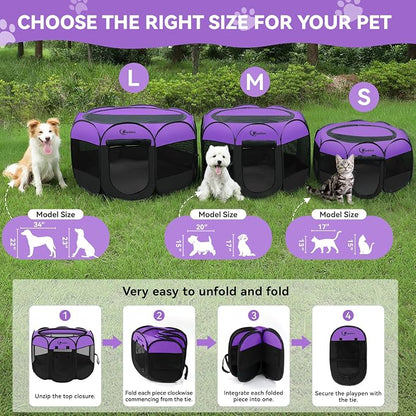 Dog Playpen, Puppy Pet Playpen, Dog Crate Tent Cage Indoor/Outdoor, Portable - Image 2