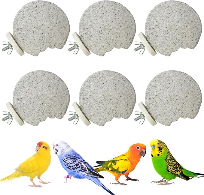 PINVNBY 6 PCS Bird Perch Parrot Beak Grinding Stone Calcium Mineral Parrot by PINVNBY