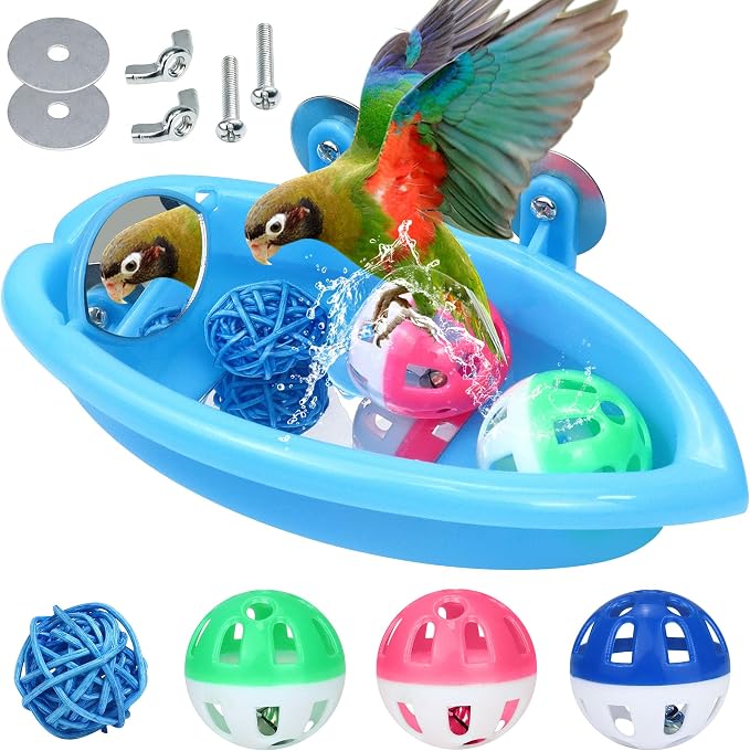 Bird Bath for Cage, Bird Bath Toy by Nobgum