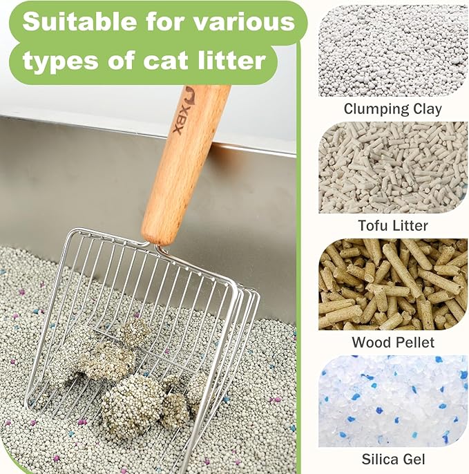 XBX Cat Litter Scoop with Holder, Sturdy Stainless Steel Litter Scooper - Image 4