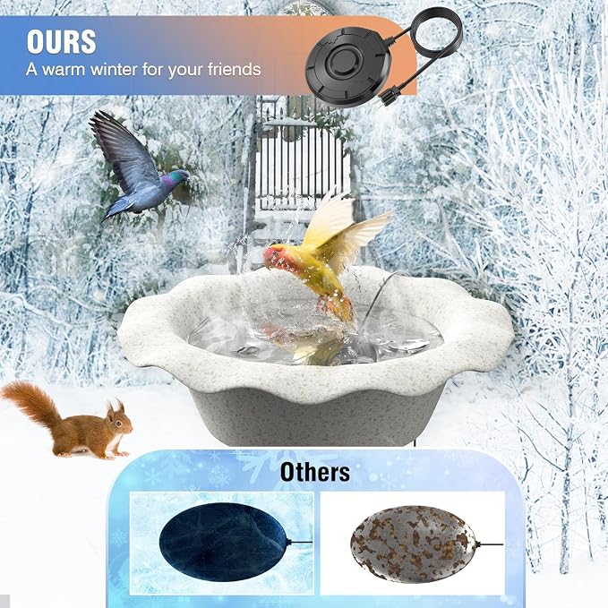 Bird Bath Heater for Outdoors in Winter, Birdbath Water Heater 120 W Pond - Image 3