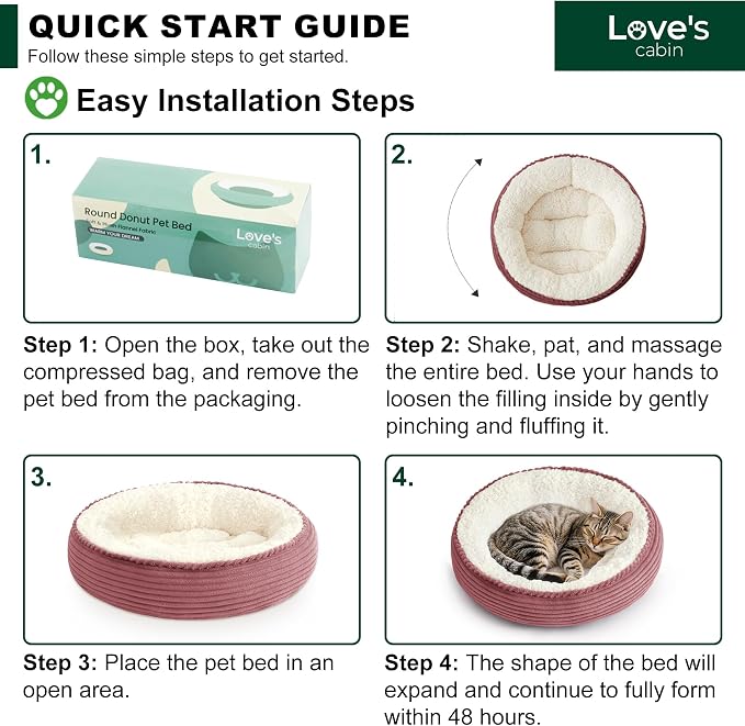 Love's cabin Round Donut Cat and Dog Cushion Bed, 20in Pet Bed - Image 8
