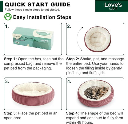 Love's cabin Round Donut Cat and Dog Cushion Bed, 20in Pet Bed - Image 8