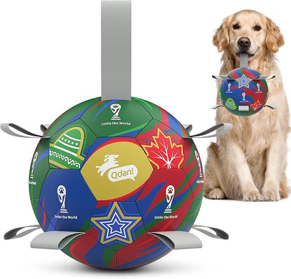 QDAN Dog Soccer Ball with Straps, 7 Inch World Cup Soccer Ball by QDAN