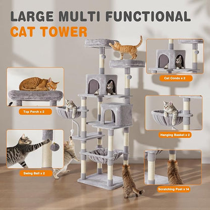 Sweetcrispy 71 inch Cat Tree Tower, Large Multi Level Cat Climbing Tower - Image 2