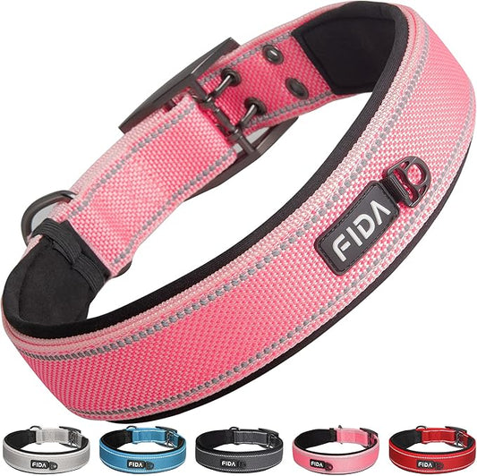 Fida Heavy Duty Dog Collar 1.5” Width, Ultra Soft Neoprene Padded, Adjustable by Fida