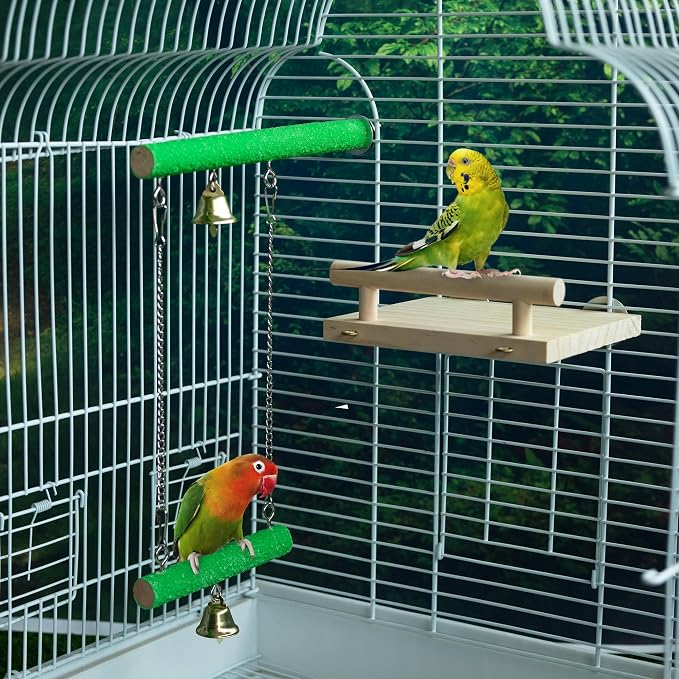 Bird Perches for Cage, Natural Wood Platform Bird Swing Bird Perch Stand Paw - Image 5