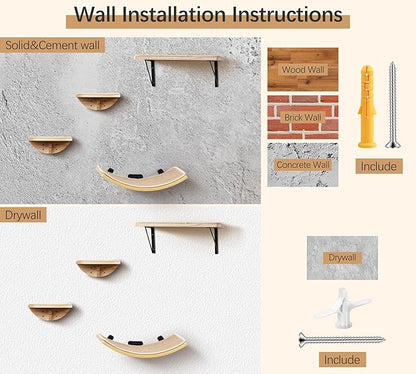 Wood Cat Wall Shelf with Soft Foam Cushion, Curved Cats Wall Bed - Image 9