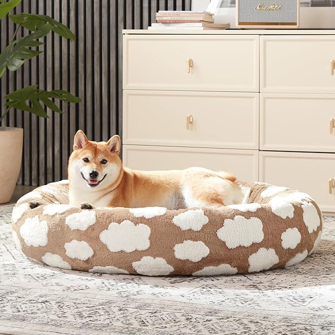 JOEJOY Donut Dog Bed Medium Size Dog, Cute Round Calming Pet Bed - Image 8
