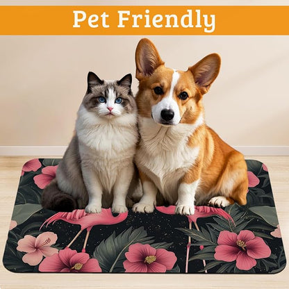 Pet Feeding Mat, Non-Slip Water Bowl Placemat, Pet Supplies 16" x 24" - Image 2