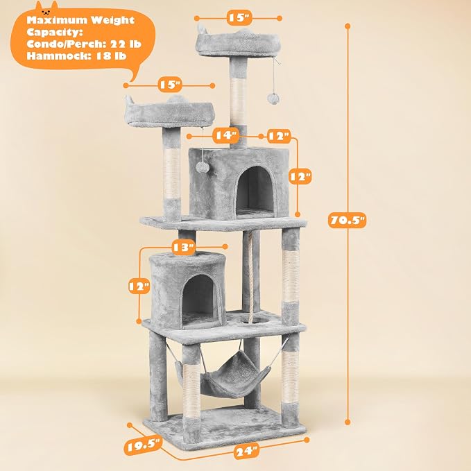 Topeakmart Cat Tower for Indoor Cats, Cat Activity Center - Image 2