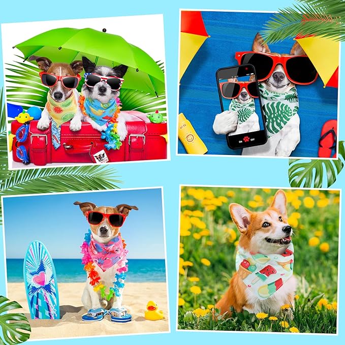Chunful 100 Pieces Dog Bandanas Bulk Summer Pet Bandanas Pack Triangle Scarf - Image 4
