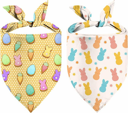 Easter Dog Bandana, 2 Pack Adjustable Holiday Party Pets Rabbit Easter Egg by XGXHZYLC