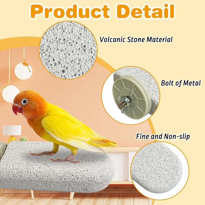PINVNBY 6 PCS Large Bird Cage Perch Natural Parrot Beak Grinding Stone Calcium - Image 3
