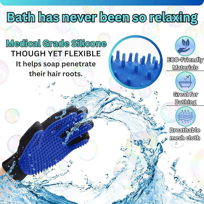 Pet Hair Remover Glove – Blue, Reusable Grooming Glove - Image 8