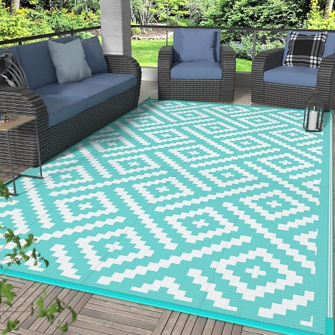 GENIMO Outdoor Rug for Patio Clearance, Reversible Plastic Straw Rugs for RV by GENIMO