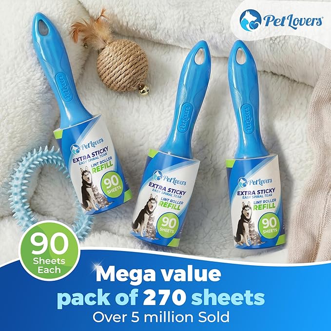 PetLovers Extra Sticky Lint Roller Value Set 270 Sheets - Image 2