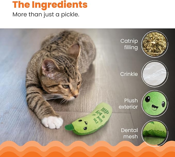 Catstages Crunchy Pickle Kicker Cat Toy – Plush Crinkle Toy - Image 6