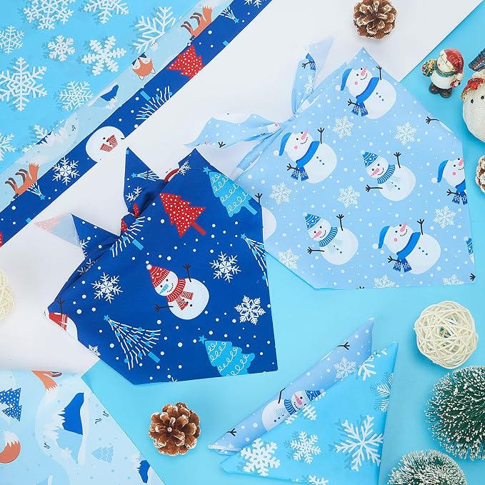 Abbylike 50 Pcs Winter Dog Bandanas Bulk Blue Snowflake Dog Bandanas - Image 5