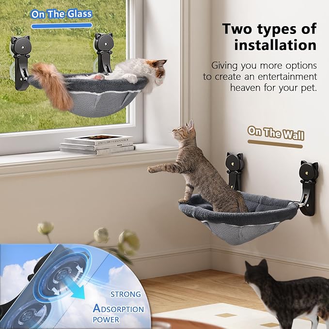 2 Pack Cat Window Perch Cordless, Kitty Hammock - Image 3