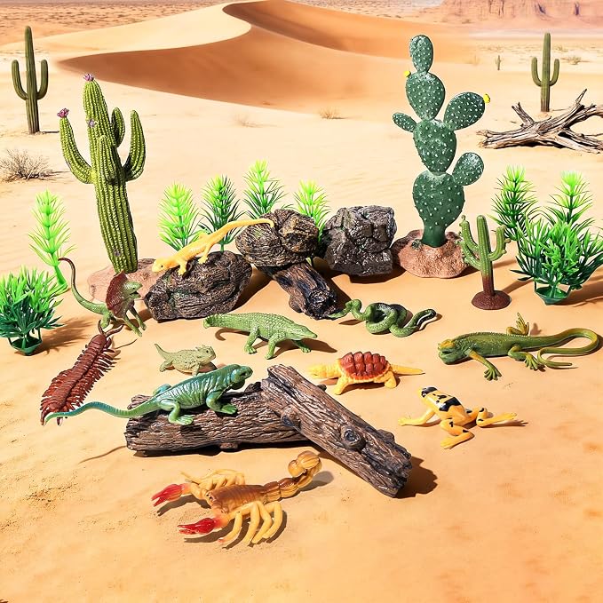 32Pcs Desert Reptiles Animals Figures Toys School Projects Diorama Kit Lizard - Image 5