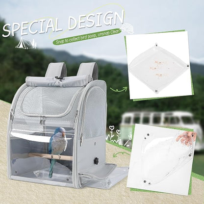 Sanmoncare Bird Backpack Carrier, Water Repellent Fabric Cockatiel Travel Bag - Image 7