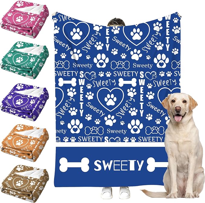 Personalized Paw Print Dog Blanket by Faroishta