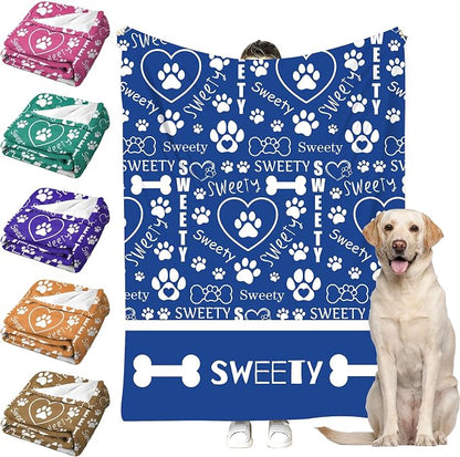 Personalized Paw Print Dog Blanket by Faroishta