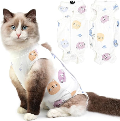 Cat Recovery Suit for Spay Abdominal Wounds, Breathable Cat Onesie for Cats by Hpetppy