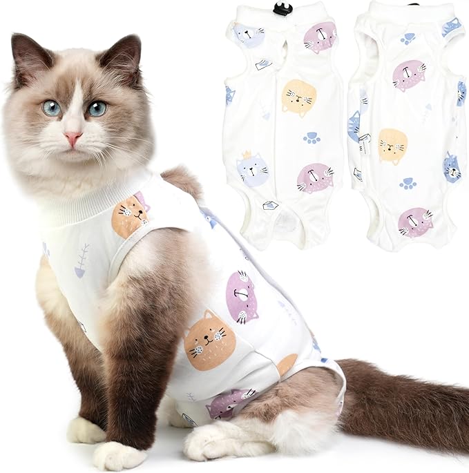 Cat Recovery Suit for Spay Abdominal Wounds, Breathable Cat Onesie for Cats by Hpetppy