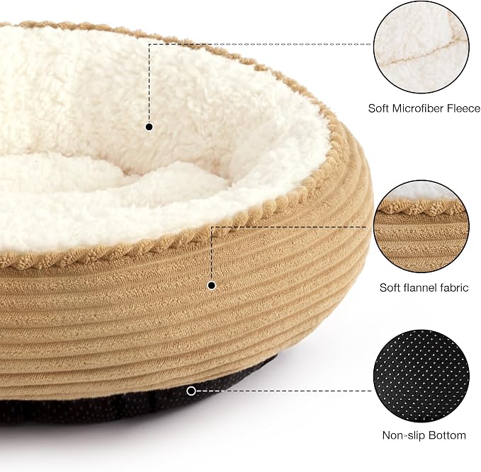 Love's cabin Round Donut Cat and Dog Cushion Bed, 25in Pet Bed - Image 2