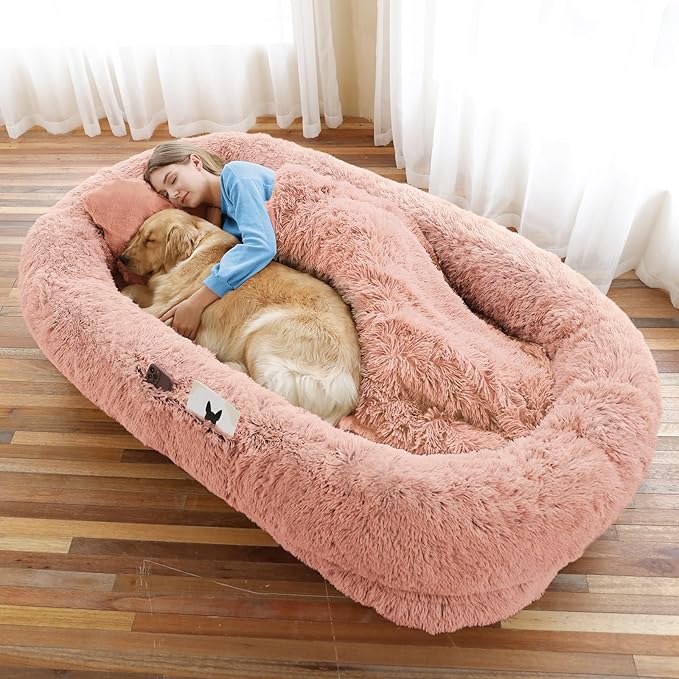 Human Dog Bed, Washable Faux Fur Pet Bed by WROS