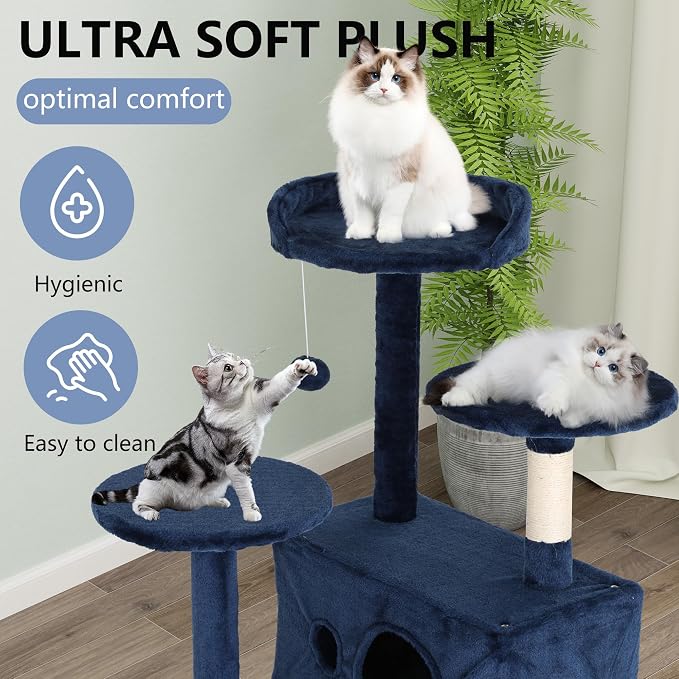 FDW | 54" Cat Tree Tower | Dark Blue | Multi-Level Indoor Activity Center - Image 5